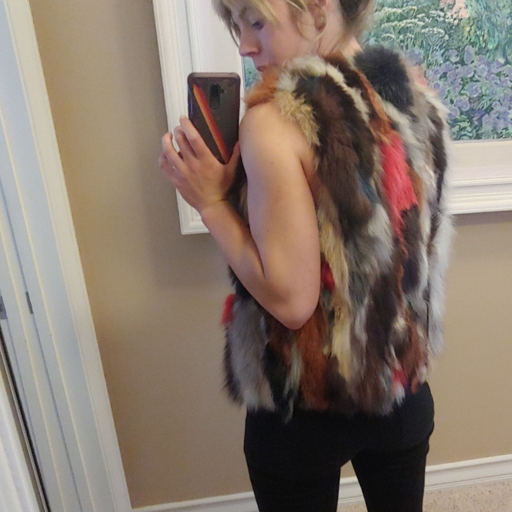 Vintage Festival Multicolor Fur Vest